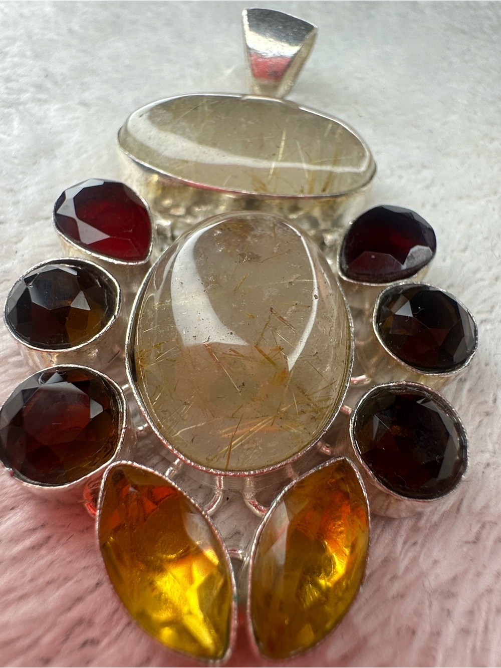 Crystal Goddess Multi Gemstone Silver Pendant